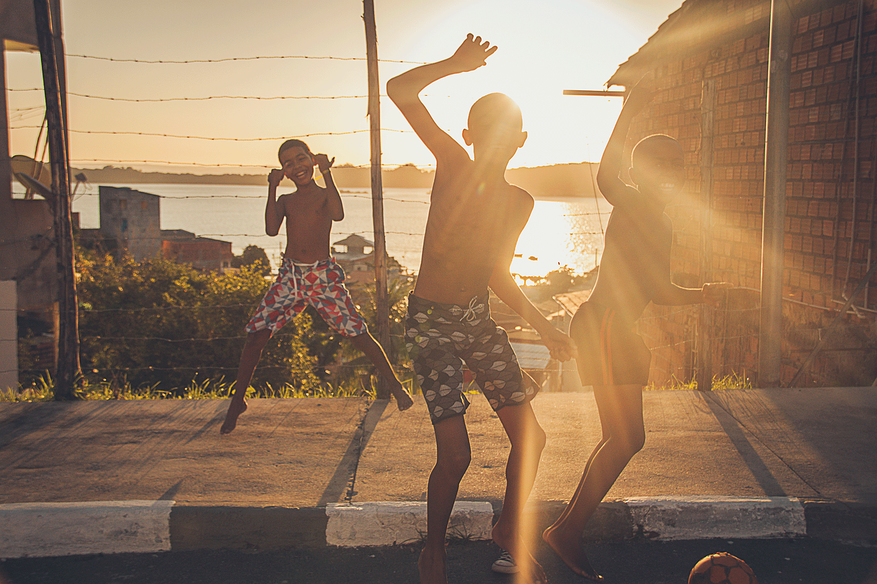 children jumping happy free photo