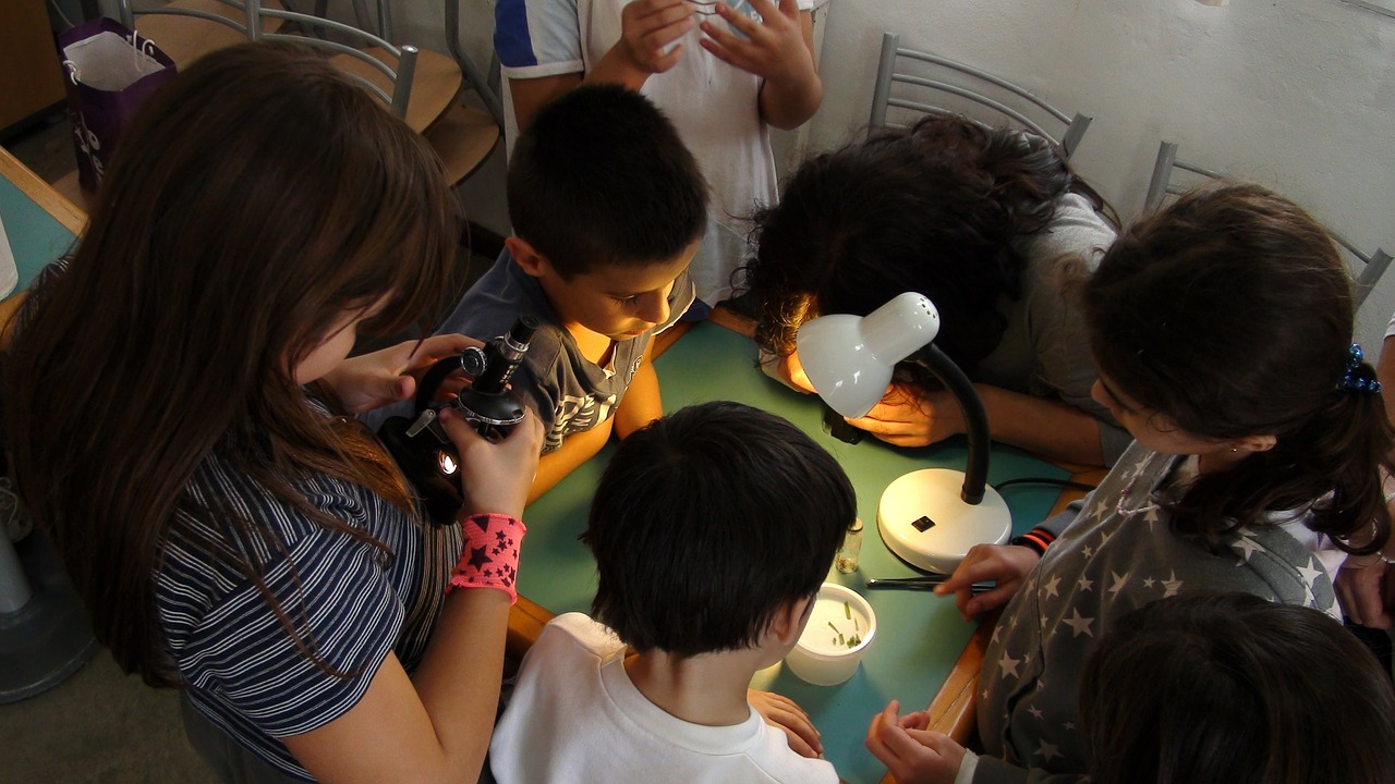 children they investigate microscope free photo