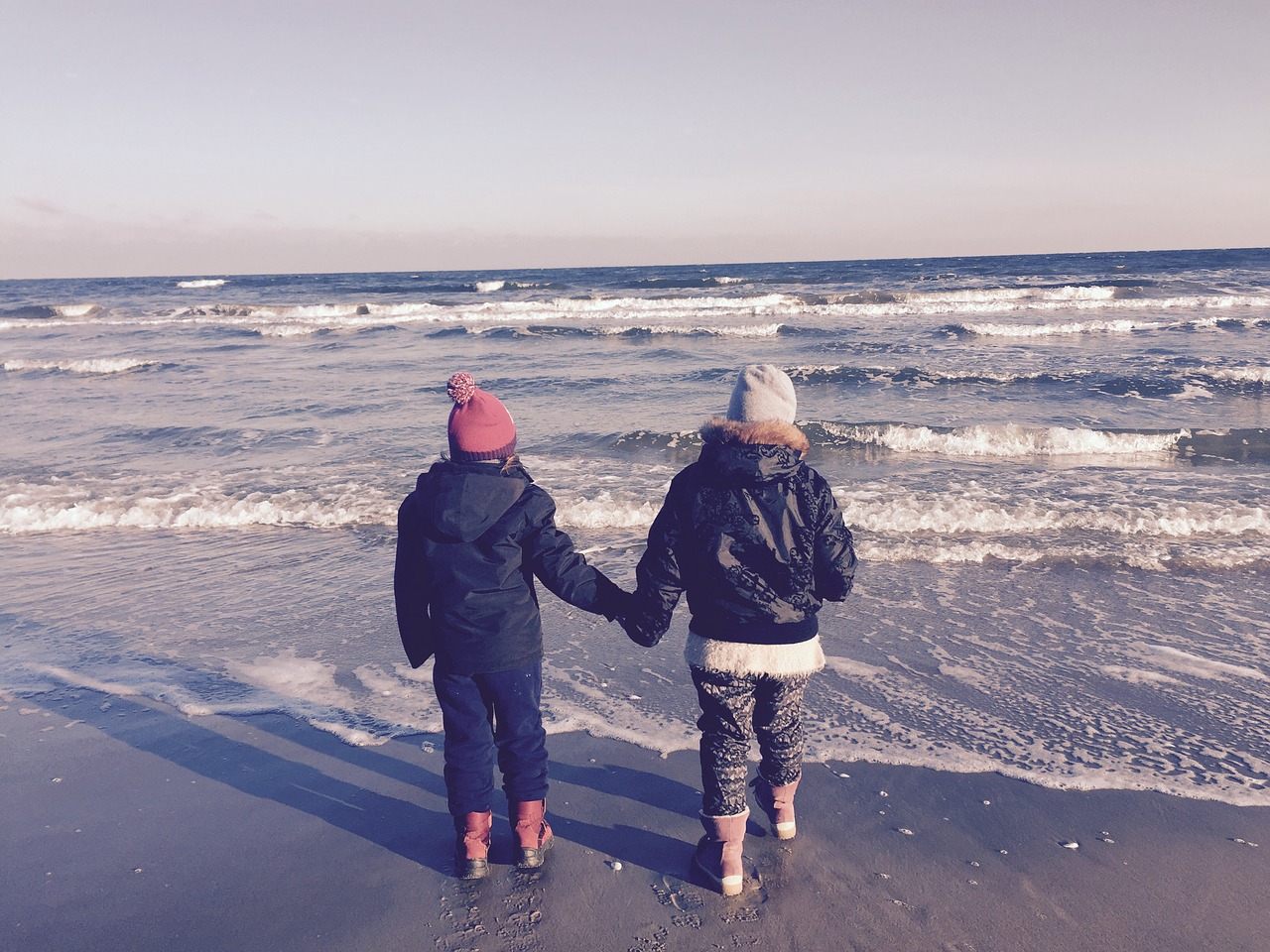 children sea winter free photo