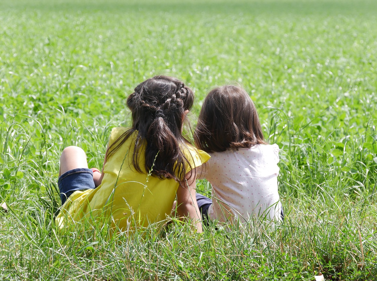 children field grass free photo