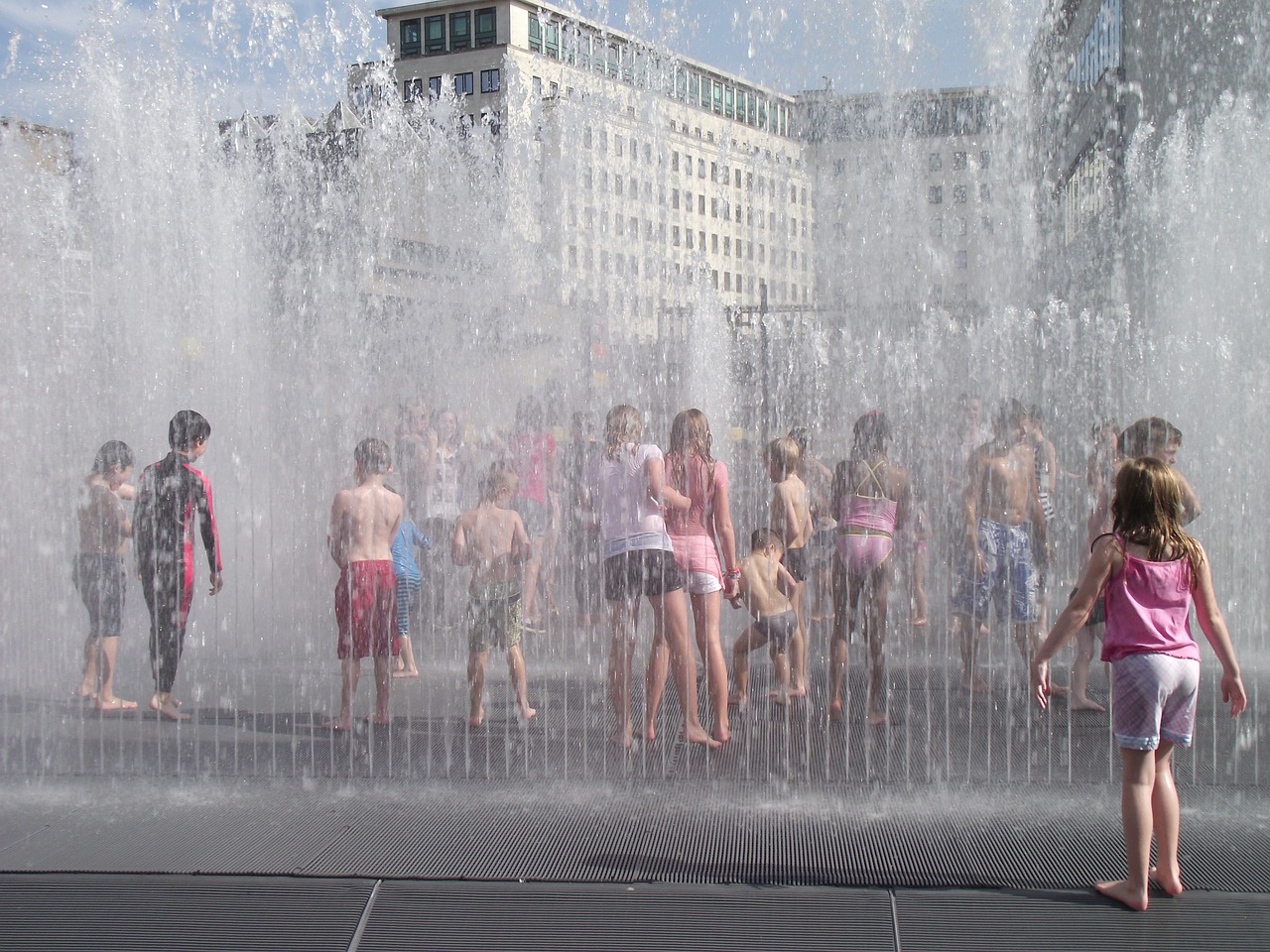 children playing water free photo
