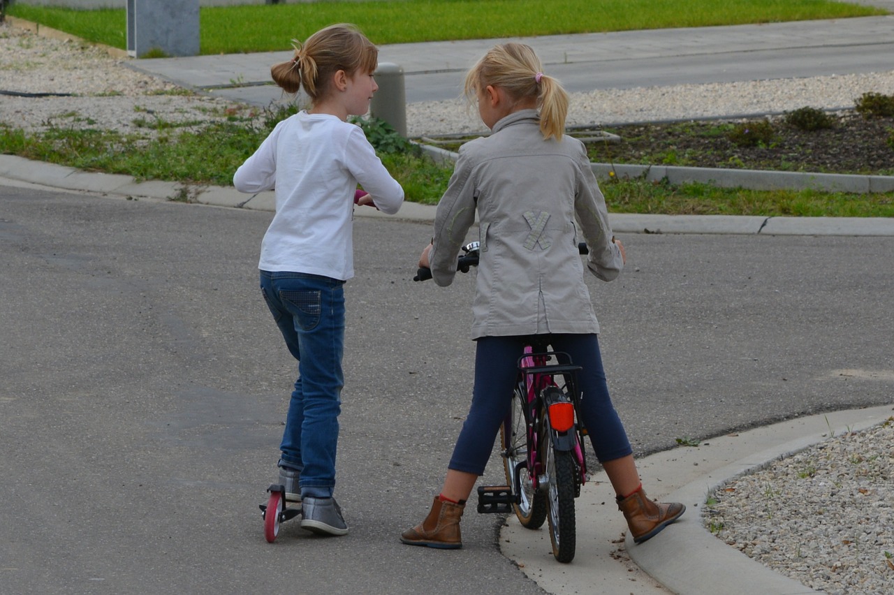 children girls bicycle free photo