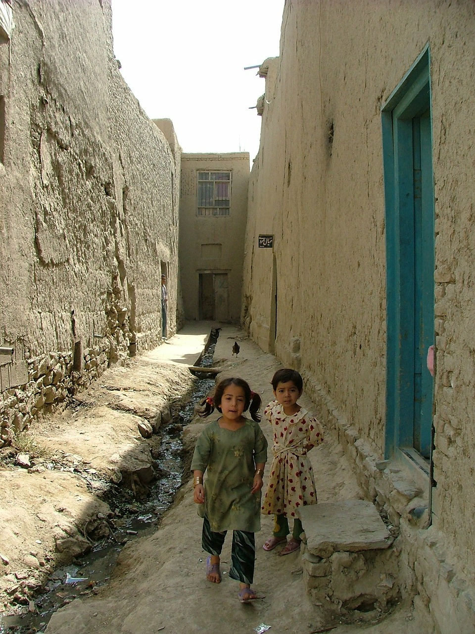children mud houses kabul free photo