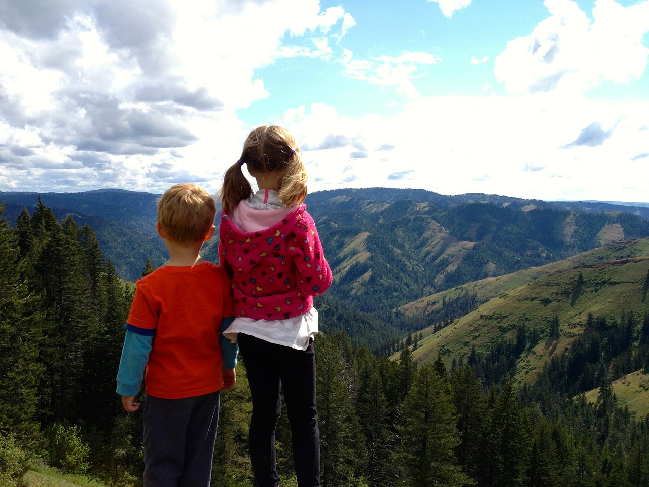 children hiking nature free photo