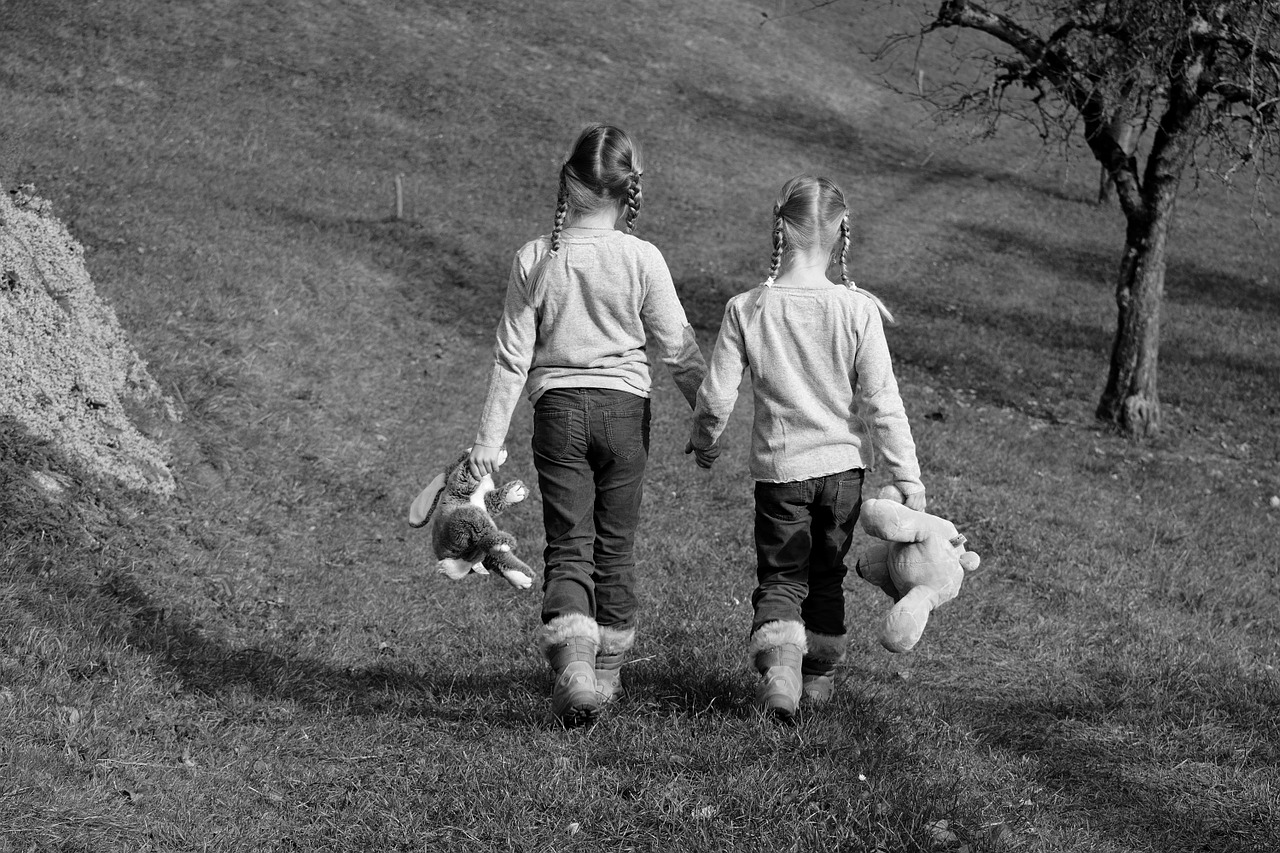 children meadow away free photo