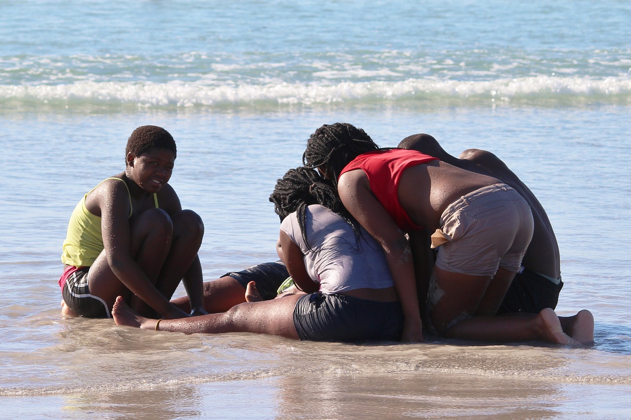 children beach swim free photo