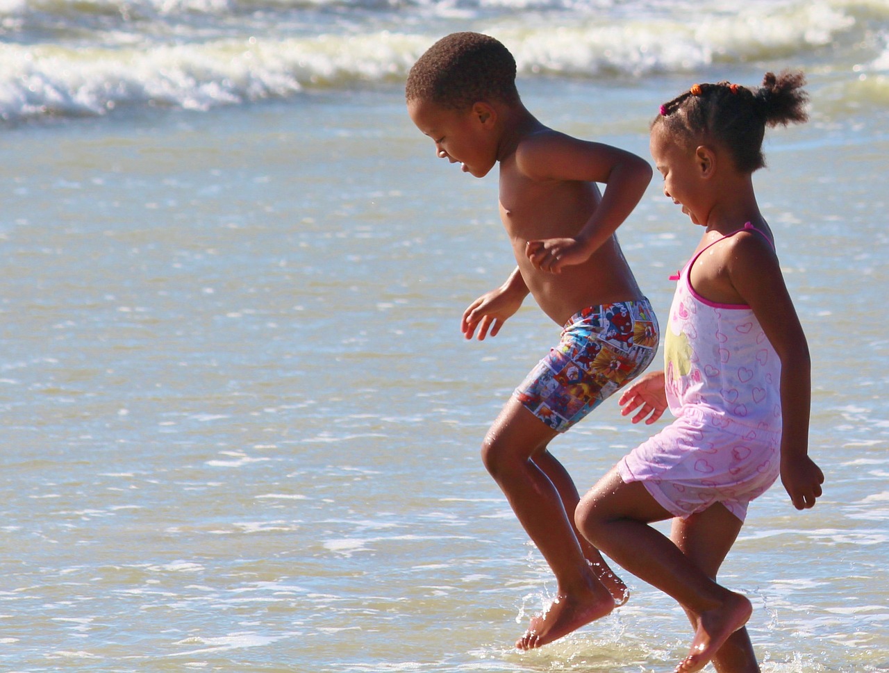 children play beach free photo