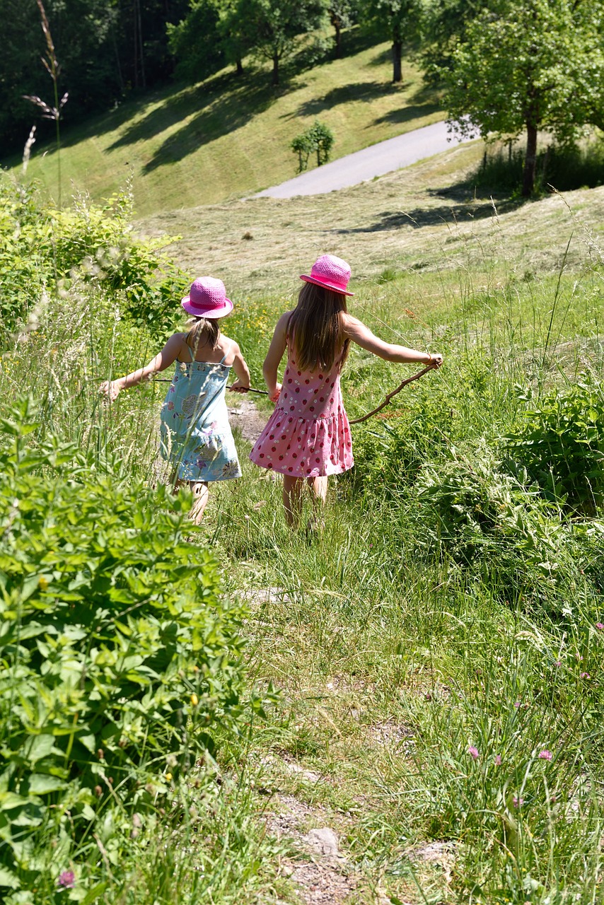 children girl meadow free photo