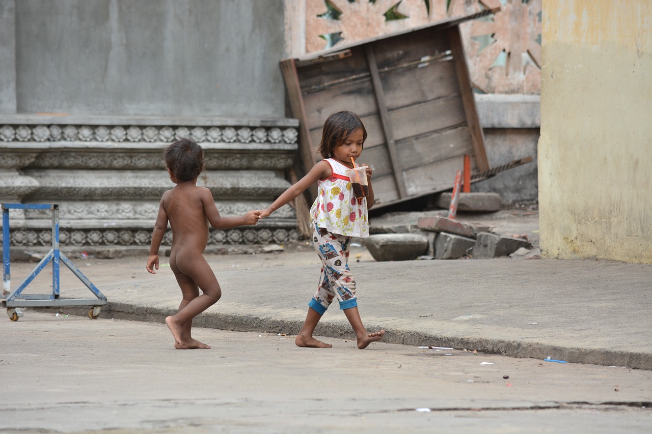 children cambodia road free photo