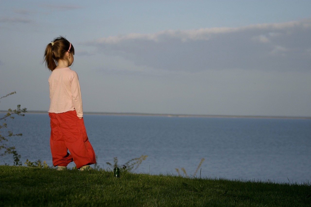 children dawn sea sky free photo