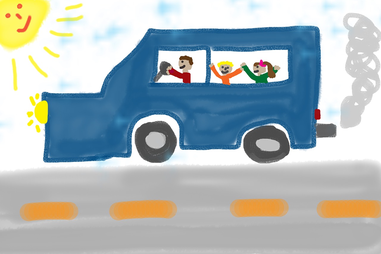 children drawing auto road free photo