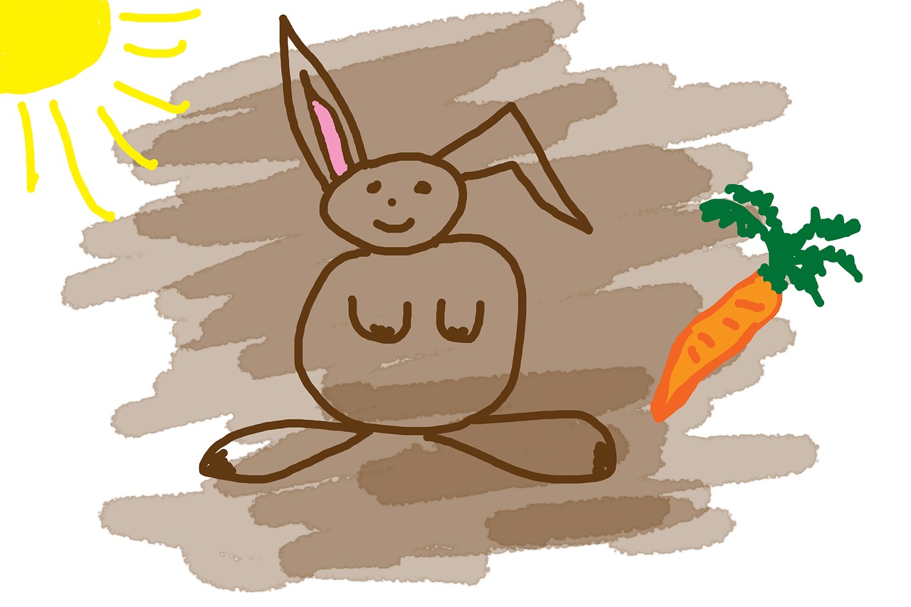 children drawing hare carrot free photo