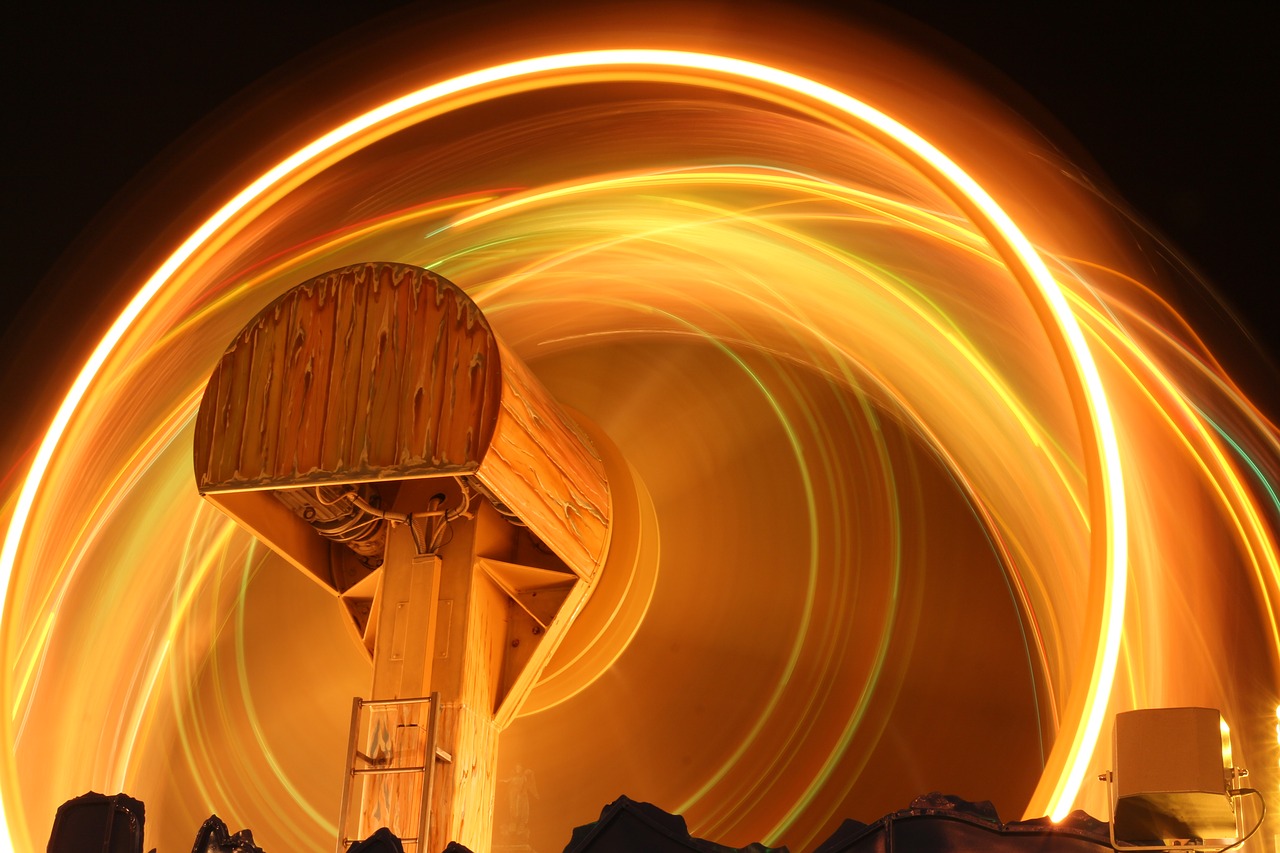 children ferris wheel light gyro long exposure free photo