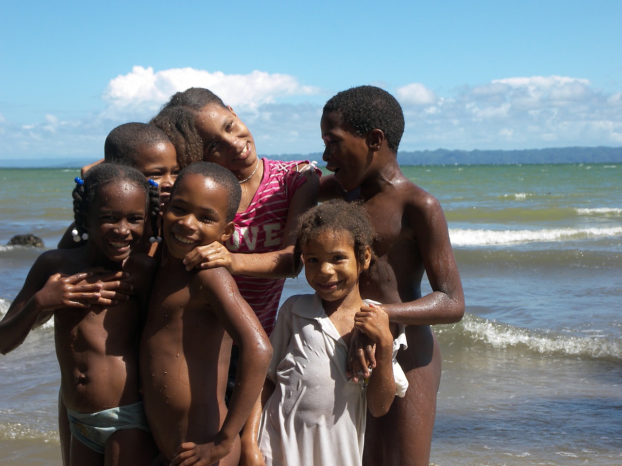children laughing beach ethnic free photo