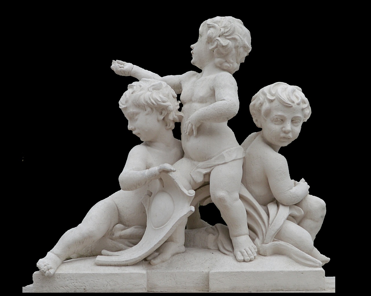 children statue hell black background free photo