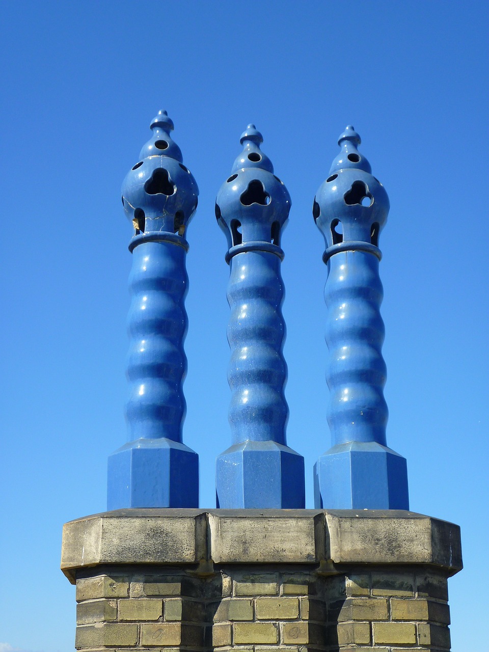 chimney zsolnay blue sky free photo