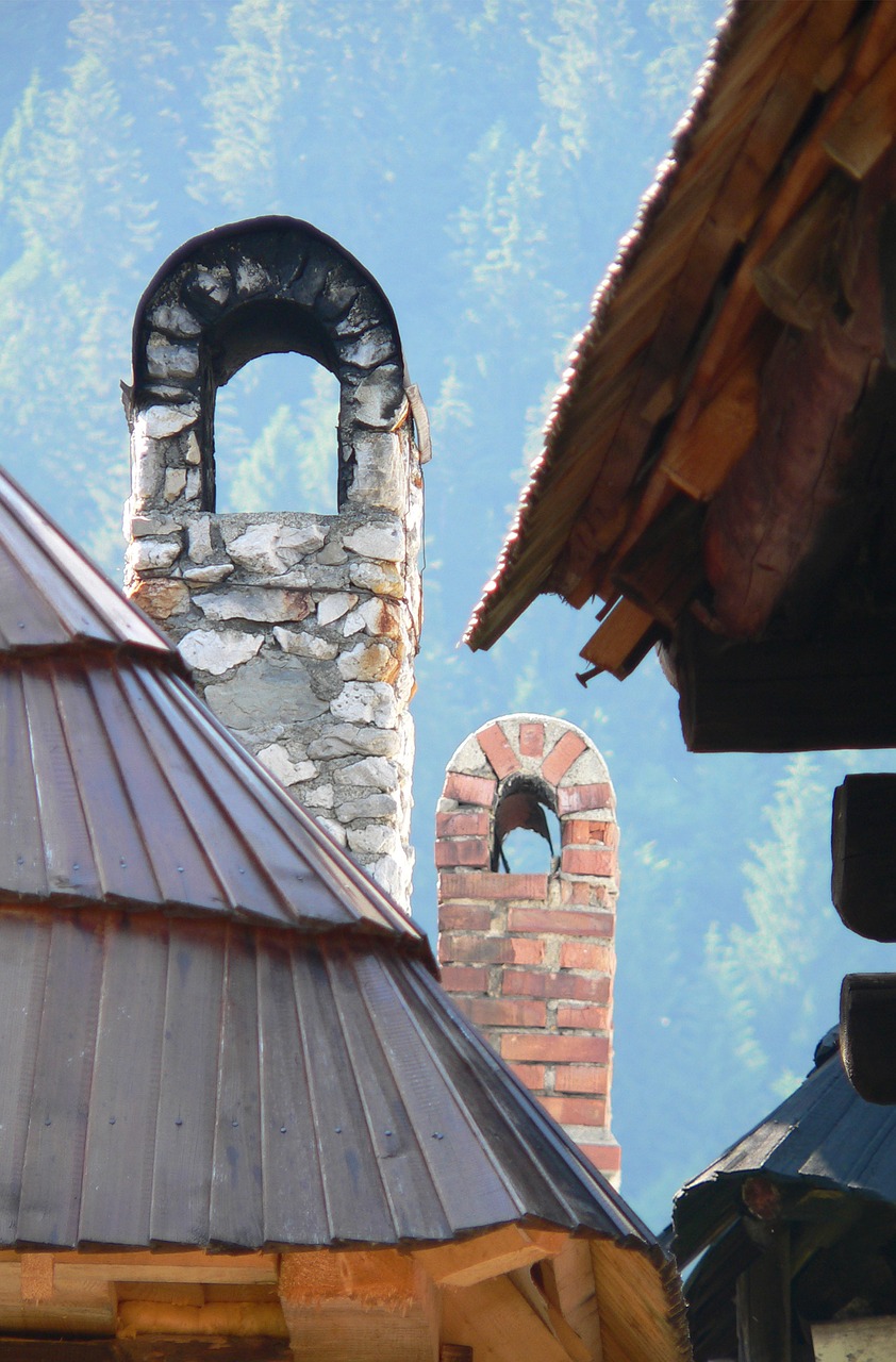 chimneys shingles roof free photo