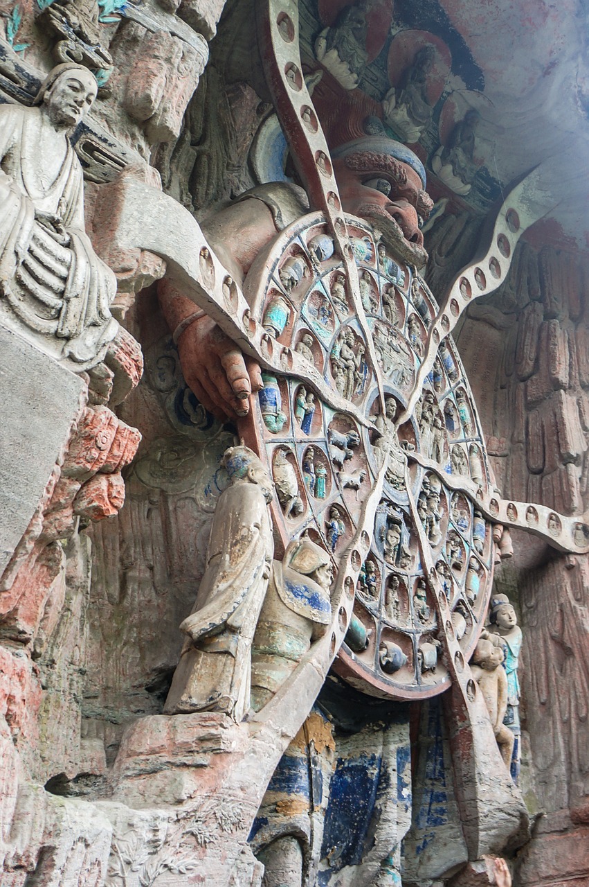 china cave temples to wheel of life free photo