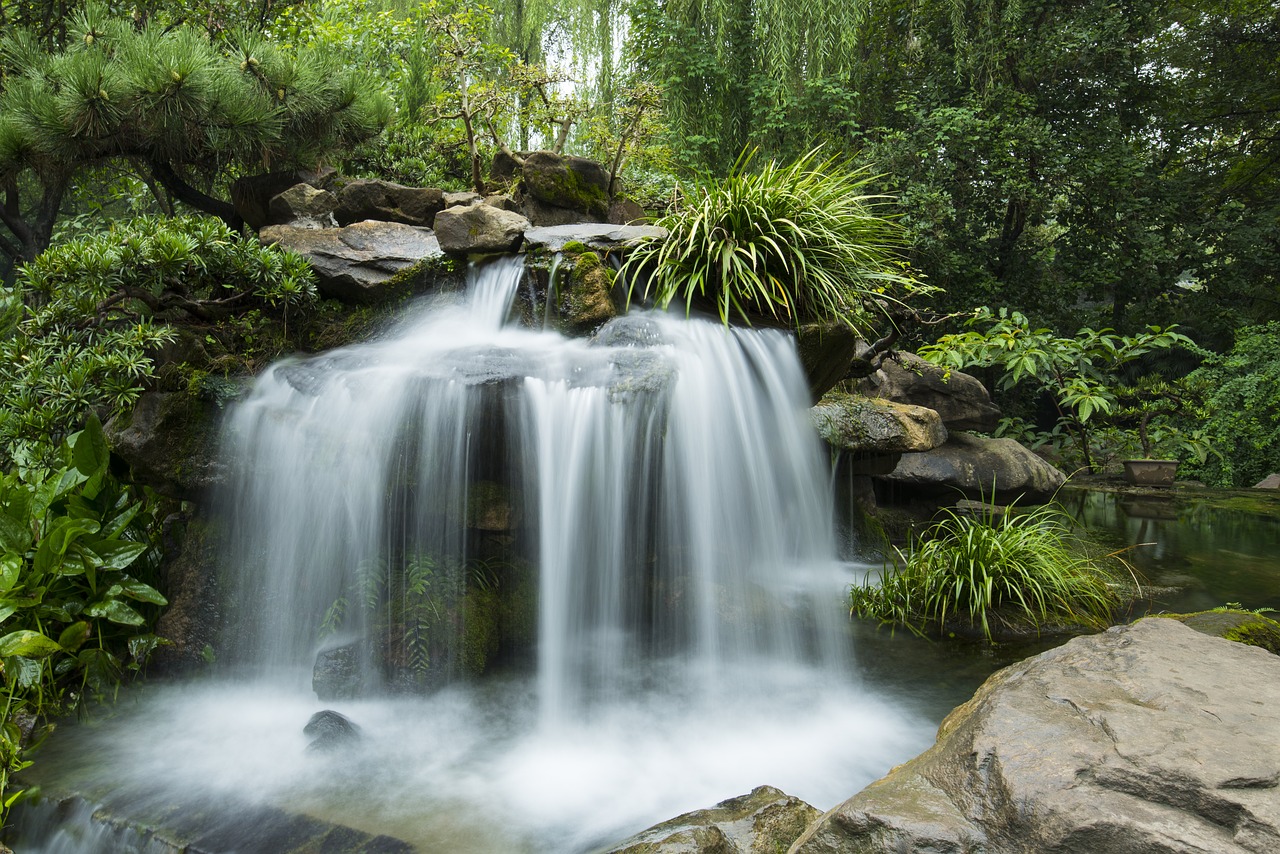 chinese garden waterfall free photo