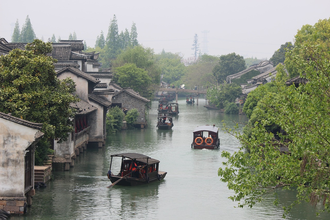 chinese homes chinese waterway chinese buildings free photo