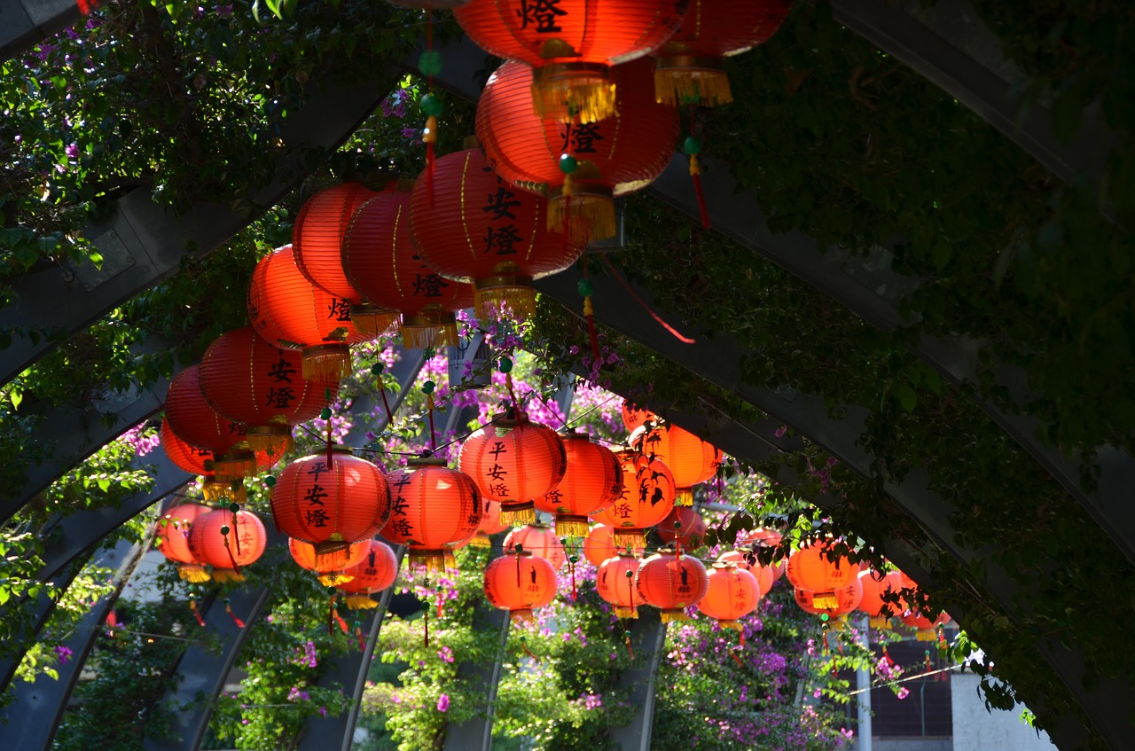 chinese lanterns buddha festival free photo