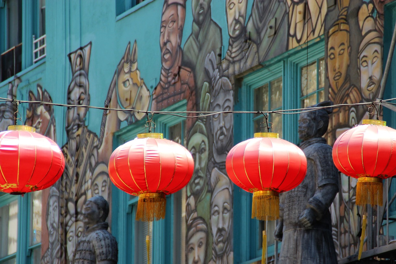 chinese lanterns  chinatown  window free photo