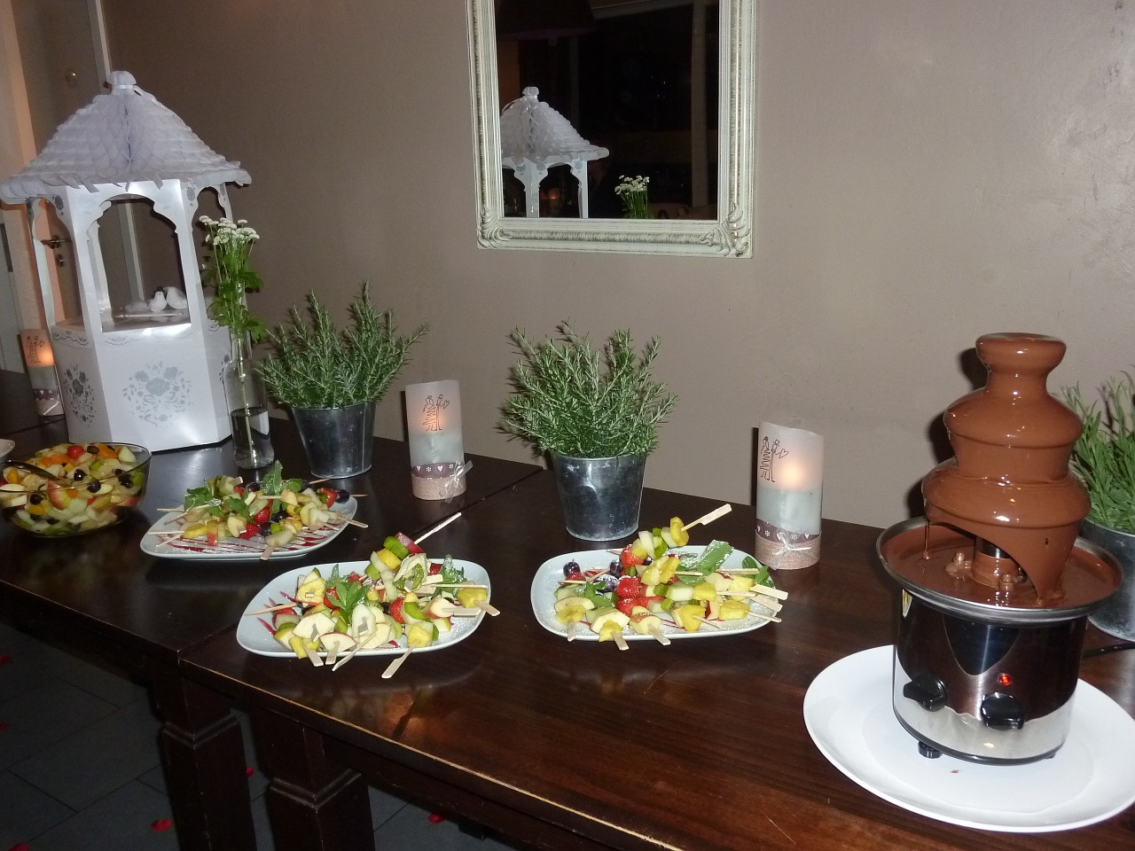 chocolate fountain wedding fruit bars free photo