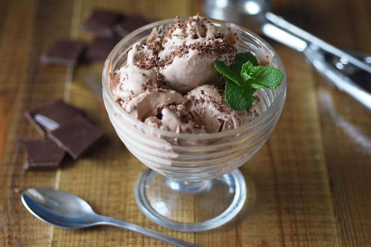 chocolate ice cream homemade ice cream ice cream with chocolate free photo