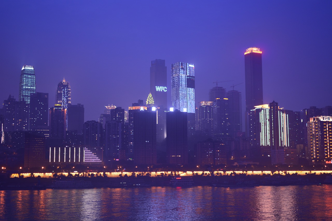 chongqing night view tall buildings free photo