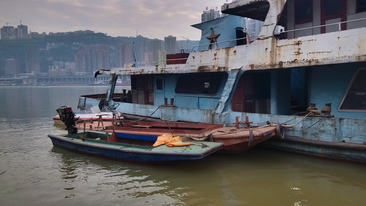 chongqing old boat riverside free photo