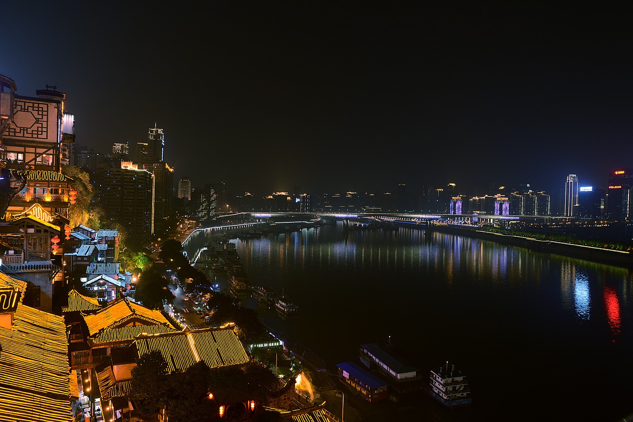 chongqing night hongya cave huang garden bridge free photo