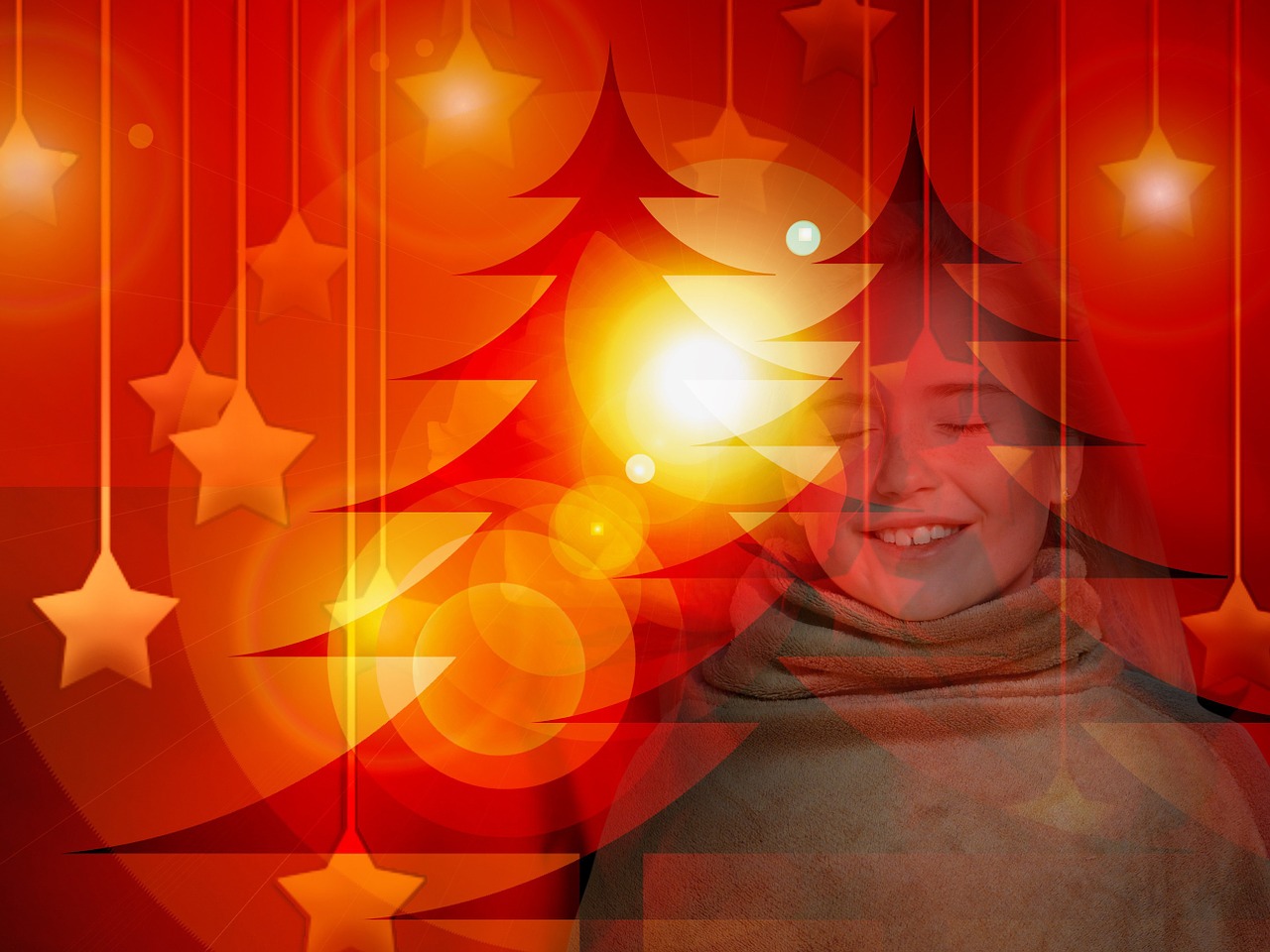 christmas trees girl free photo