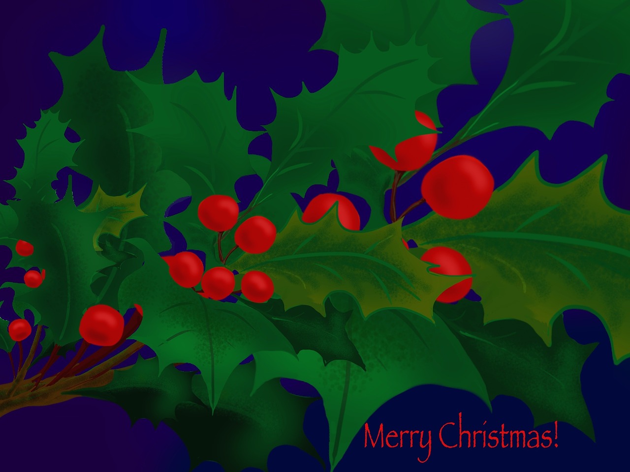 christmas holly painting free photo
