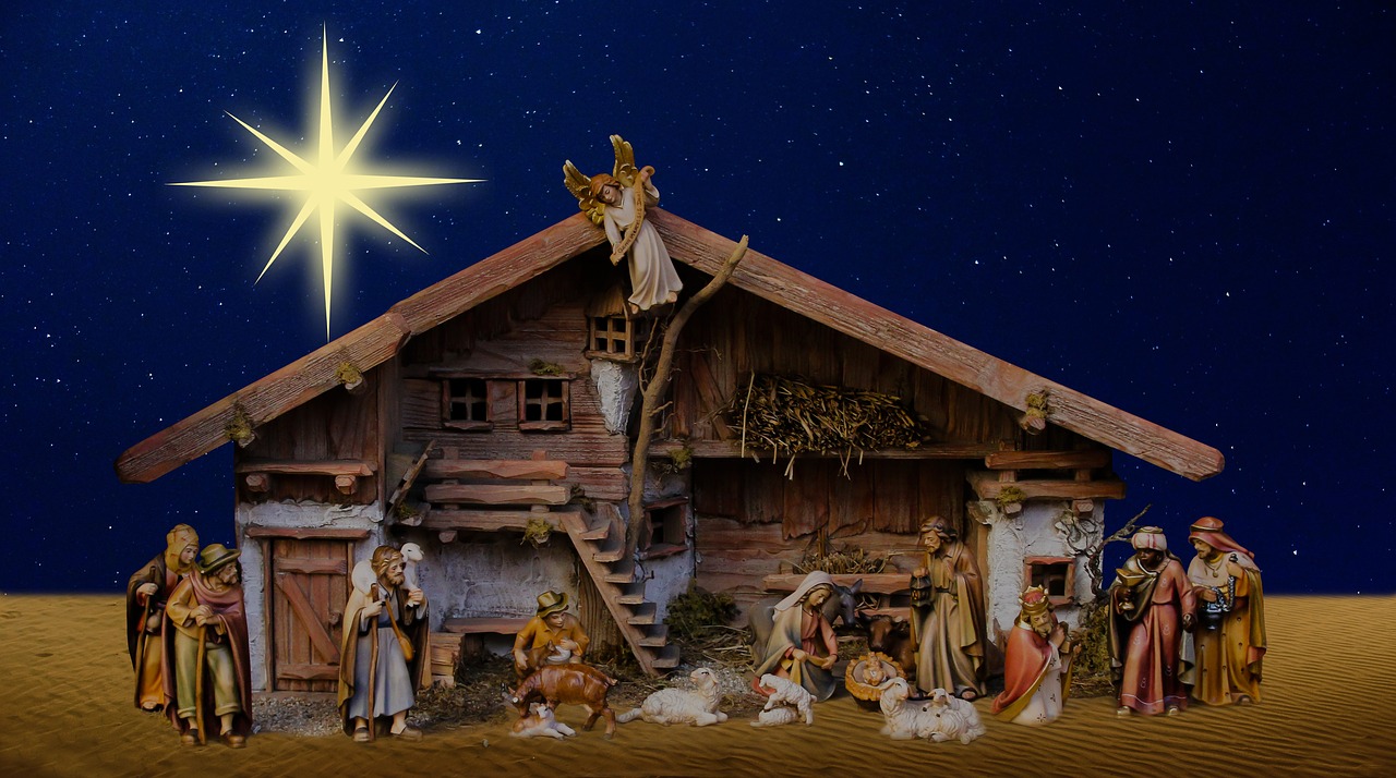 christmas nativity scene crib free photo