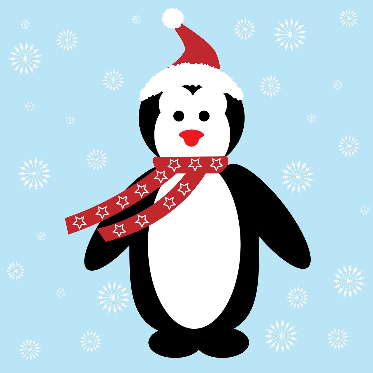 christmas penguin santa hat free photo