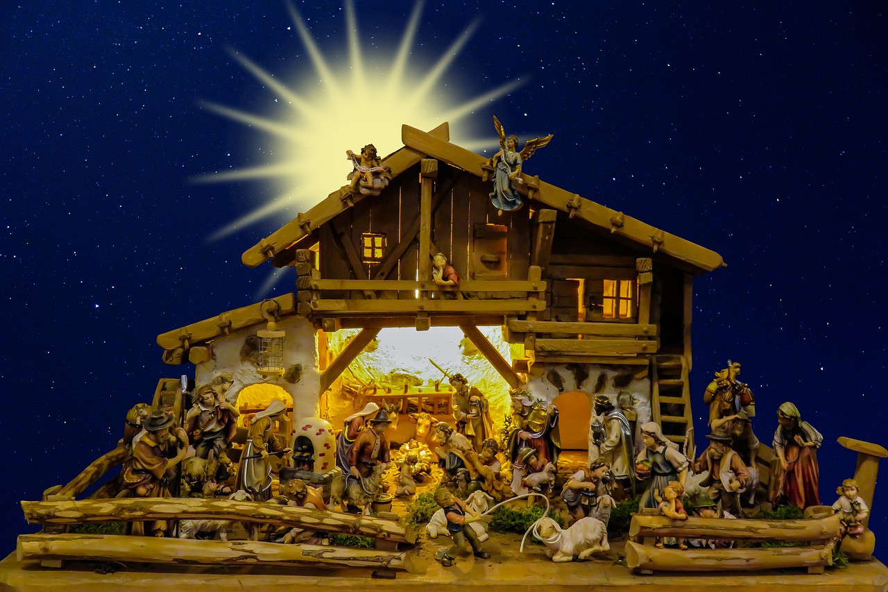 christmas nativity scene crib free photo