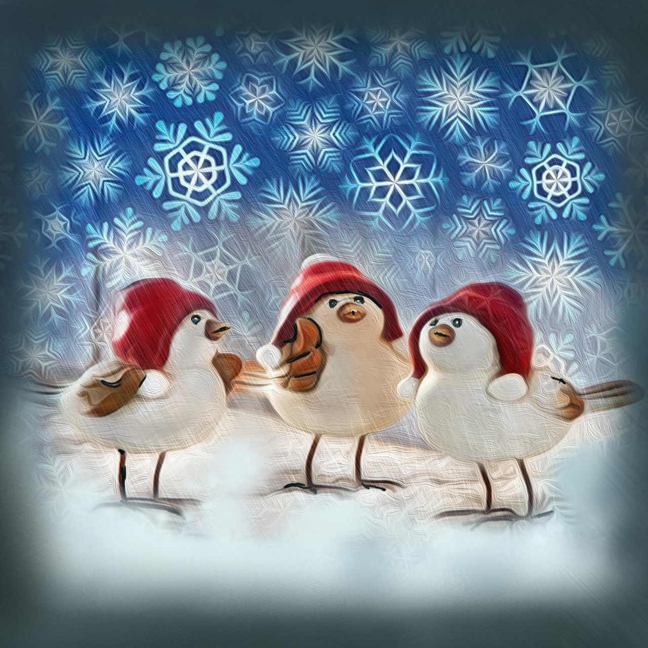christmas birds christmas card free photo
