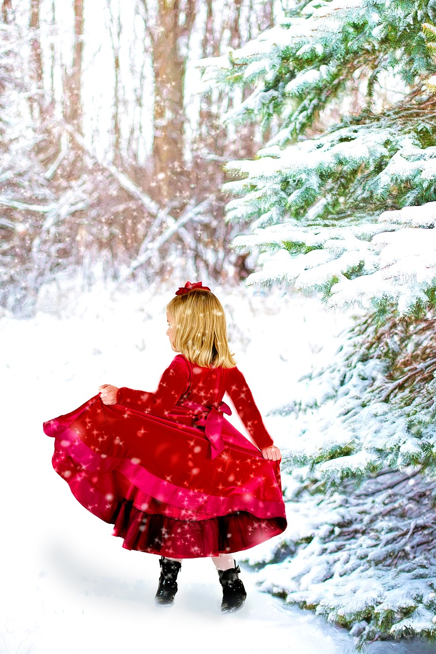christmas little girl red dress free photo
