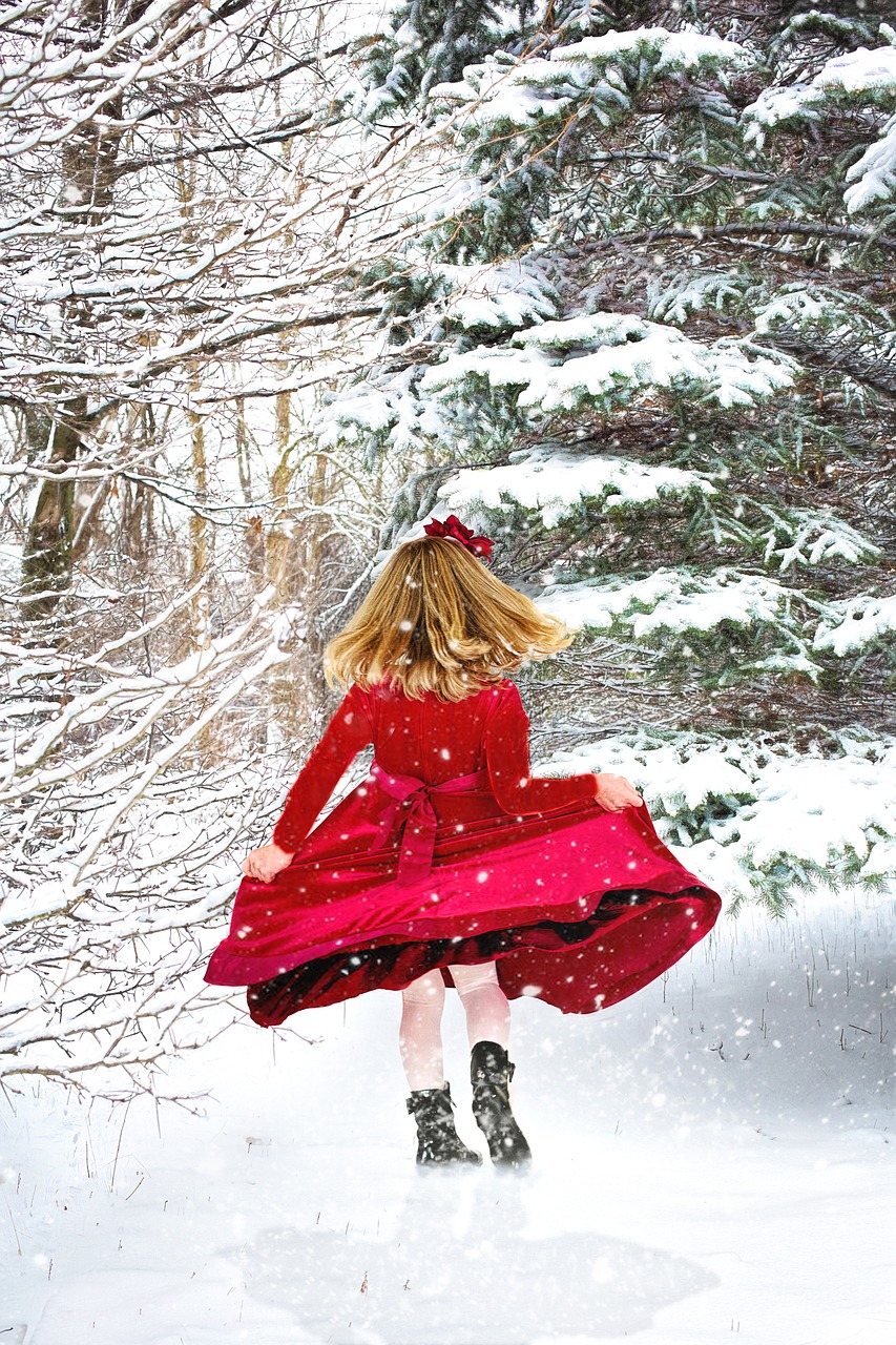 christmas little girl red dress free photo