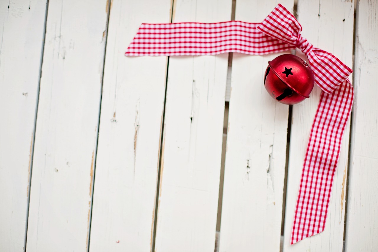christmas red ribbon text space free photo