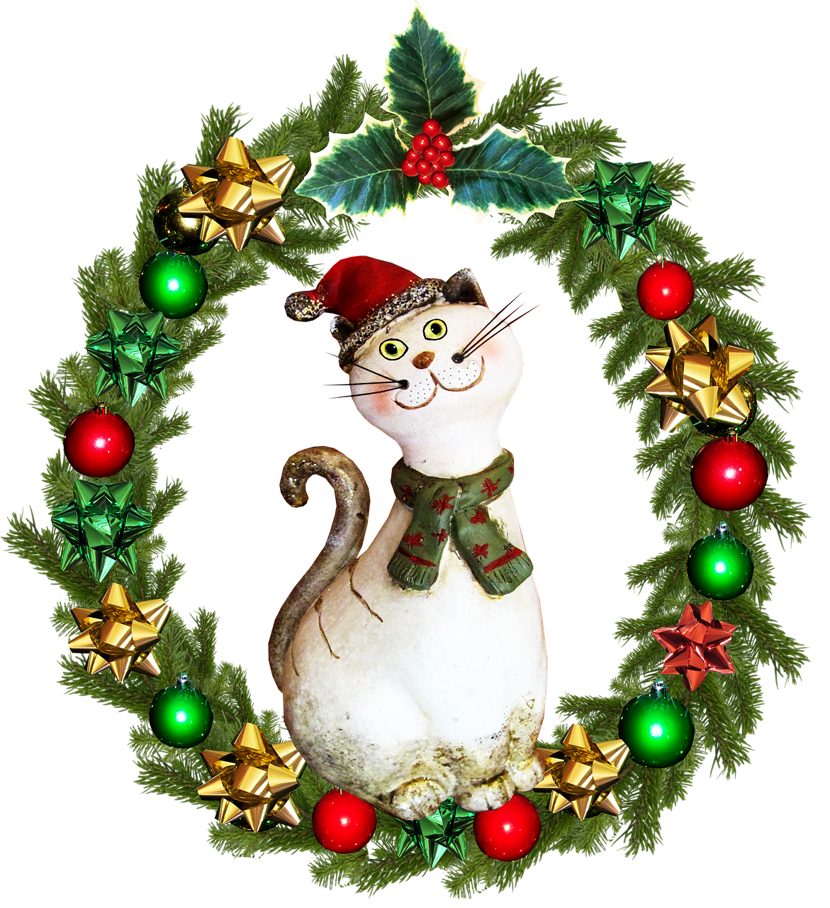 christmas wreath cat free photo