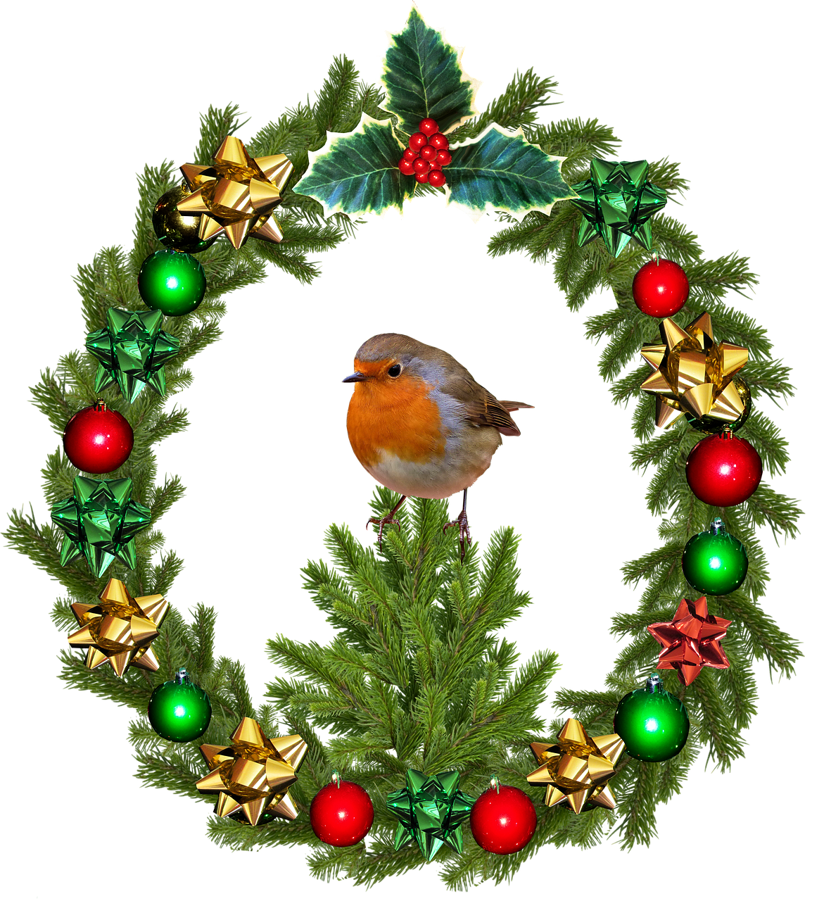 christmas wreath robin free photo