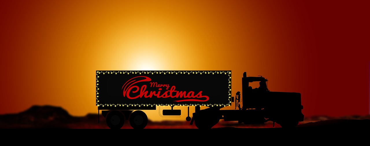 christmas  sunset  semi trailers free photo