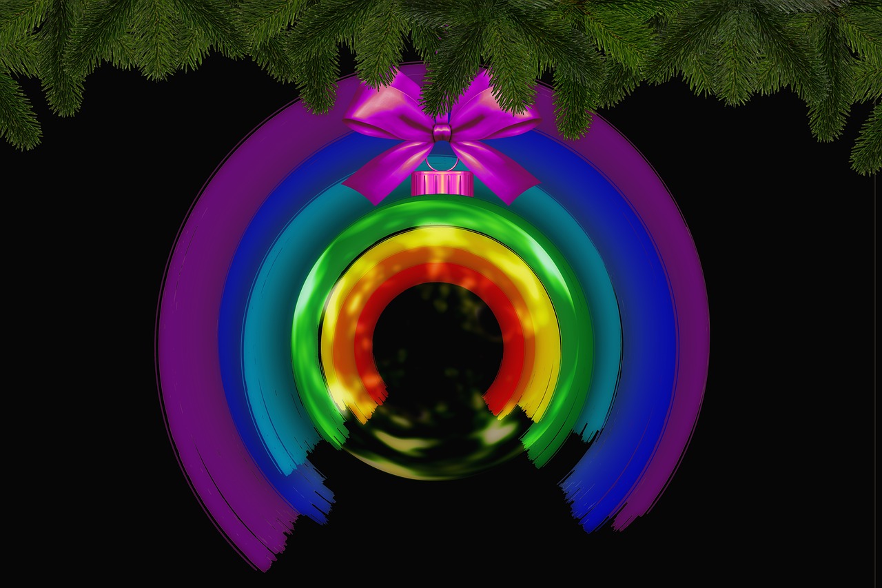 christmas  rainbow  christmas ornament free photo