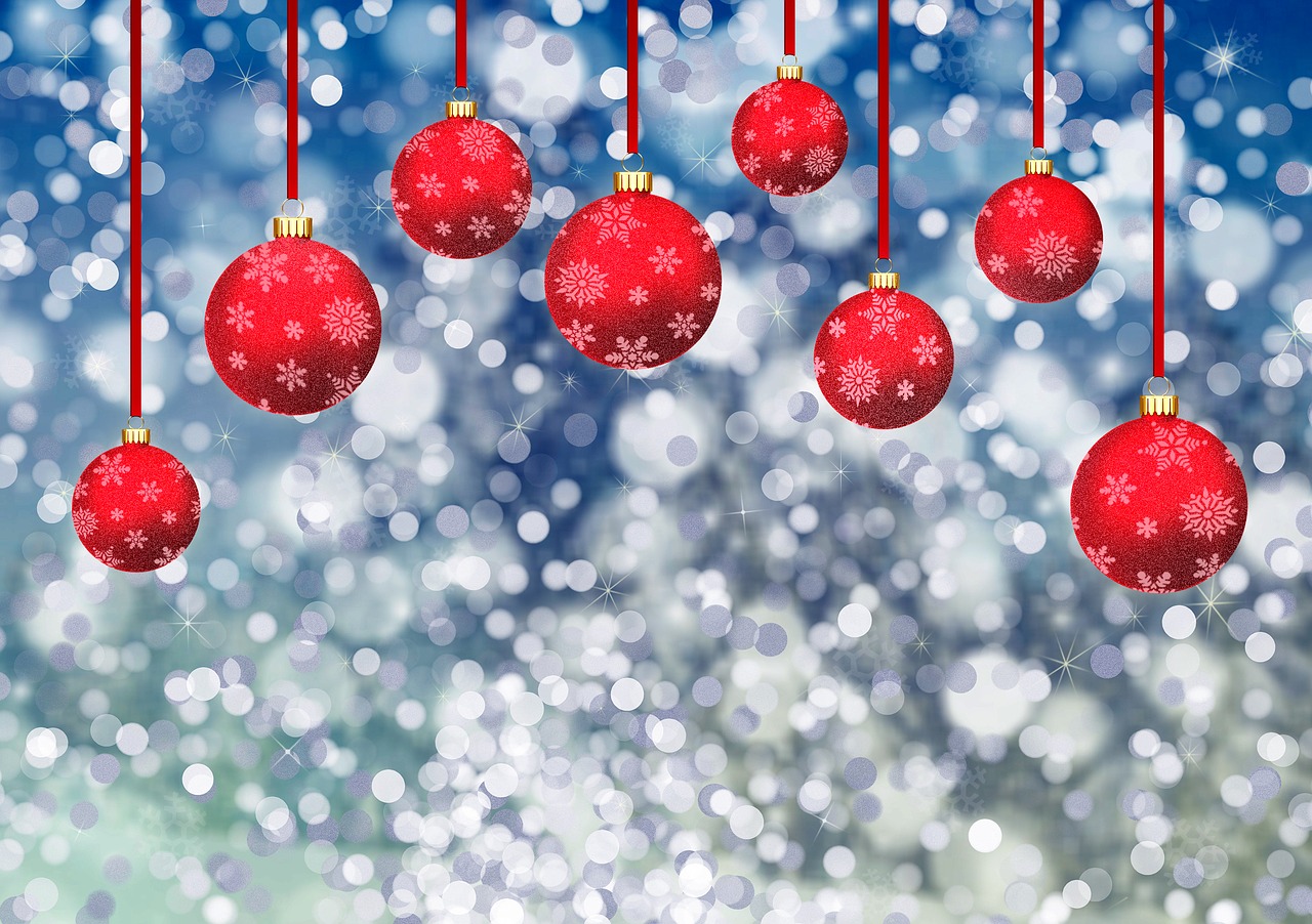 christmas balls bokeh background image free photo