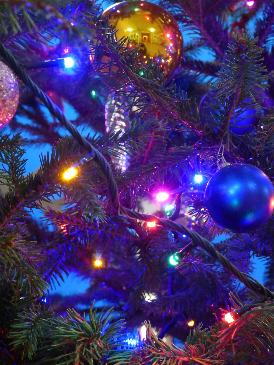 christmas baubles christmas tree lights holidays free photo