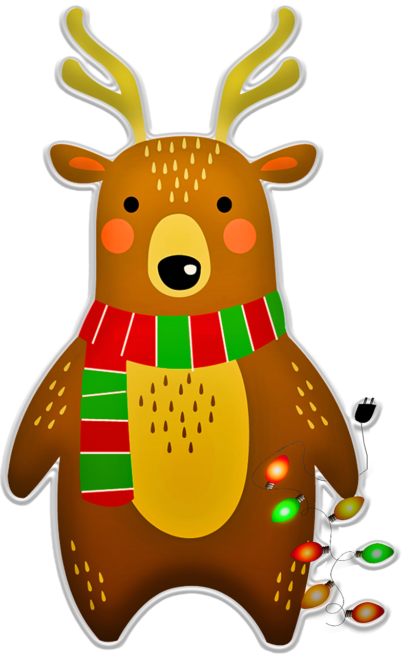 christmas bear  deer  lights free photo