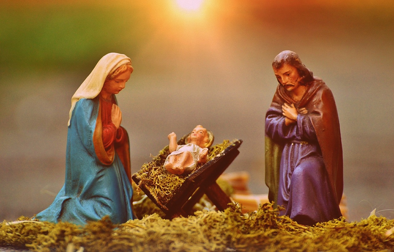 christmas crib figures mary and joseph jesus free photo