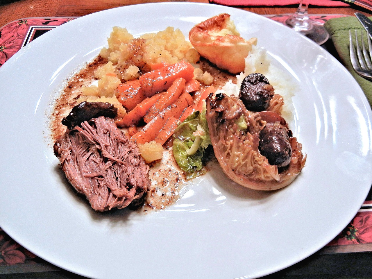 christmas dinner beef savoy cabbage free photo