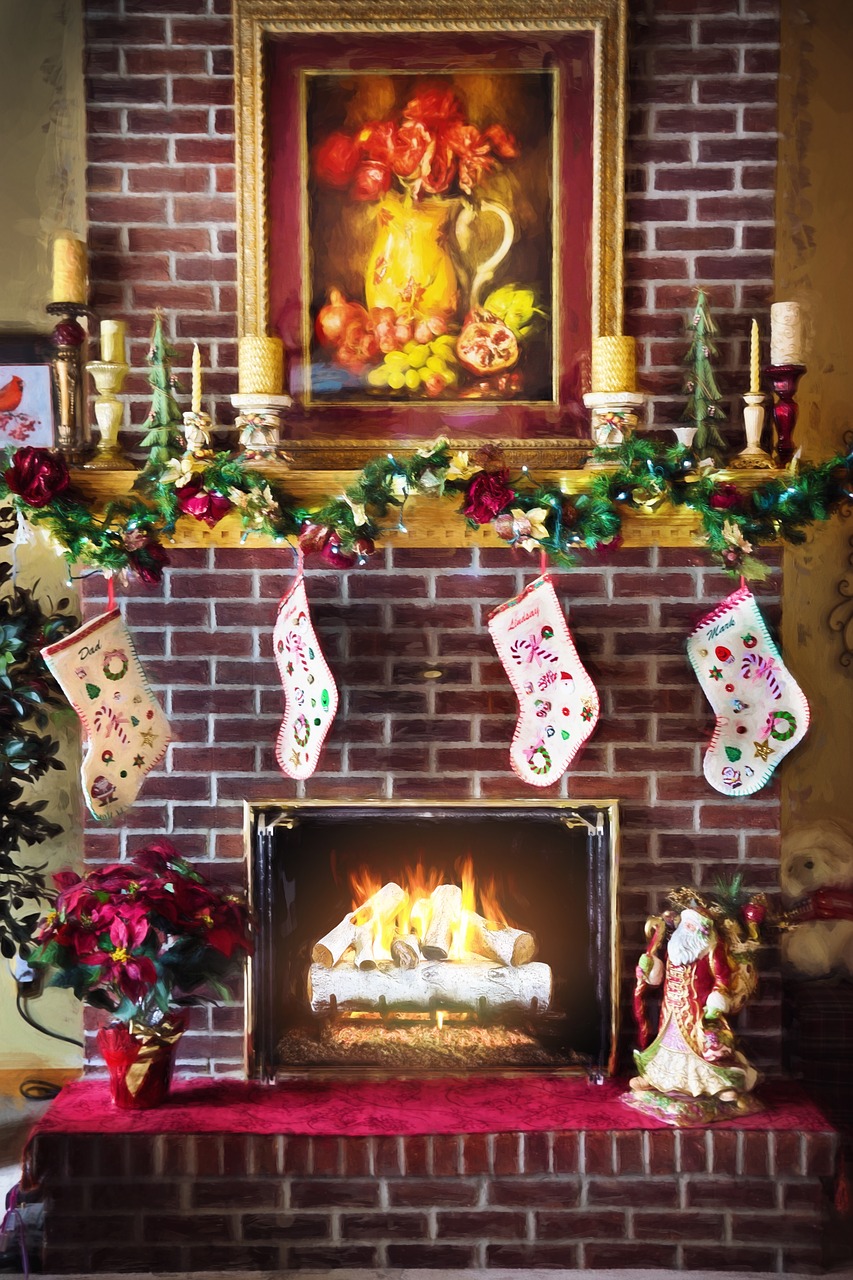 christmas fireplace fire in fireplace fireplace free photo